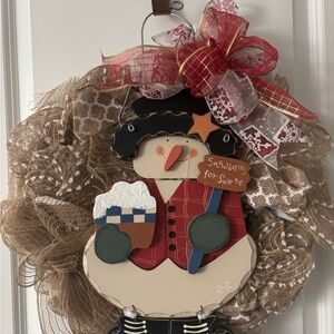 Whimsical 80’s Winter Snowman Wreath Adorable Snowball Accent Custom Final Sale